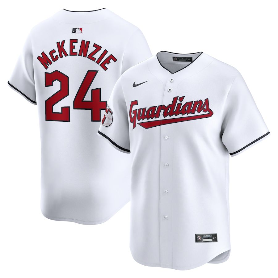 Men Cleveland Guardians #24 Triston McKenzie Nike White Home Limited Player MLB Jersey->->